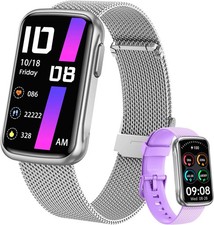 Fitness Tracker Smartwatch for Women Men: Health Activity Trackers Silver