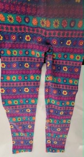 VINTAGE Gymboree Purple Teal Retro Floral Fair Isle Knit Leggings Size Large