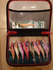 9 Eging Lures Set with Case, 3.5 to 2.5 Size, Yamashita Egi-Oh, Sephia,