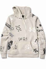 Beige Graffiti Hoodie Pullover Streetwear All...