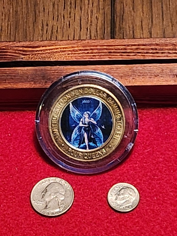 Las Vegas 4 Queens Silverstrike $10 2023 Anime Blue Coin Token Angel Fairy "S"