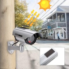 Solar Power Dummy Security Camera Fake w/LED Flash Light Surveillance Waterproof