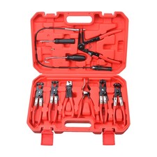 Automotive Flexible Hose Clamp Clip Pliers Kit Swivel Jaw Flat Angled Band Tool