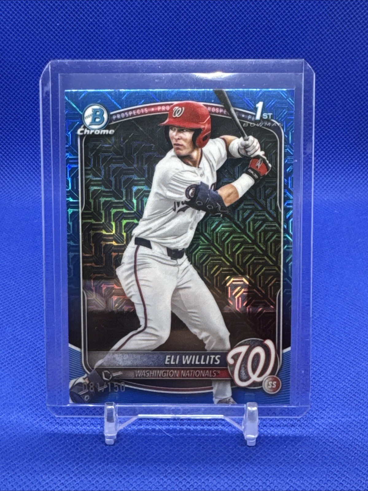 2025 Bowman Draft - Chrome 1st Eli Willits #BDC-1 Blue Mojo  /150 Corner Issue