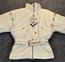 Women  s Vintage White Southwest Embroidered Ski Jacket Size 10 Kaelin