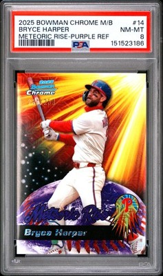 2025 BOWMAN CHROME MEGA BOX METEORIC RISE #14 BRYCE HARPER 246/250 PSA 8