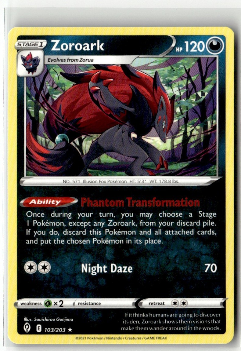 2021 Pokemon  Evolving Skies Zoroark #103/203