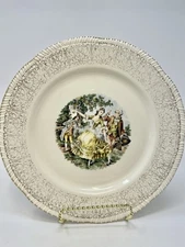Vintage Homer Laughlin “ Colonial Courting” 10” Dinner Plate , 22 K Trim,READ