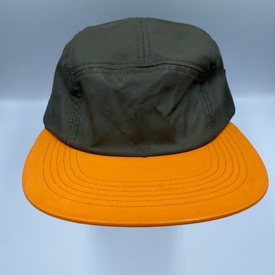 Only NY British Millerain Waxed Cotton 5 Panel Camper Hat Olive Green Orange