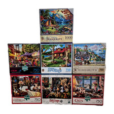 Lot of Seven 750pc Jigsaw Puzzles Assembled and Complete Master Pieces