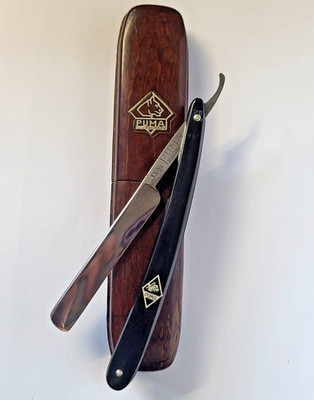 Vintage PUMA Straight Razor 13 3/8 1960s Germany Uncommon Model w/ Case