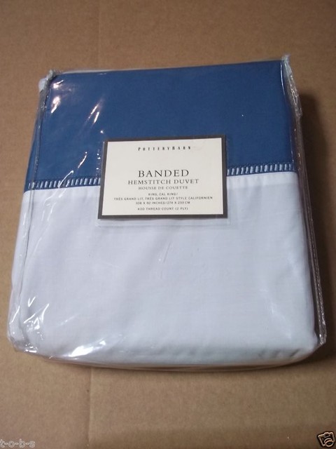 Pottery Barn Banded Hemstitch Bed Bedroom Duvet Cover ...