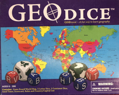 GeoToys - GEODice - Geo Dice Game Homeschool Geography Ages 6-106 used - Zdjęcie 1 z 3