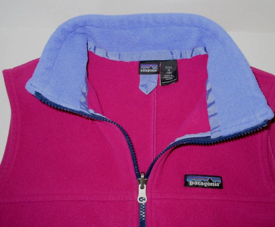 Винтажный флисовый жилет Patagonia для девочки средний размер 10 пурпурный фиолетовый синий детский - Изображение 3 из 4