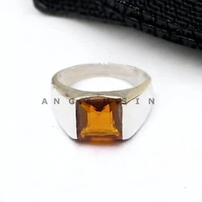 Citrine Gemstone With 925 Sterling Silver Ring For Men's #AL471