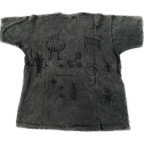 Vintage 90s FoTL New Mexico Petroglyphs Rock Art AOP XL Acid Washed Shirt VTG - Picture 2 of 7