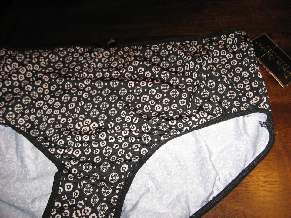 Delta Burke, Calzoncillos de Pierna Alta, Floral Negro y Tostado, Tejido Poli/Spandex, 9, 2X Foto 3 de 4