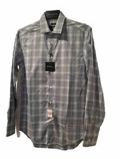 Awareness Kenneth Cole Mens S Small Slim Blue Plaid Button Up Sport Shirt NWT