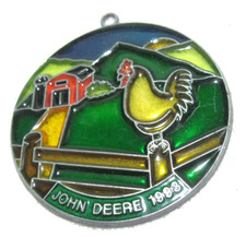 1993 JOHN DEERE TRACTOR STAINDED GLASS CHRISTMAS ORNAMENT JD COLLECTIBLE