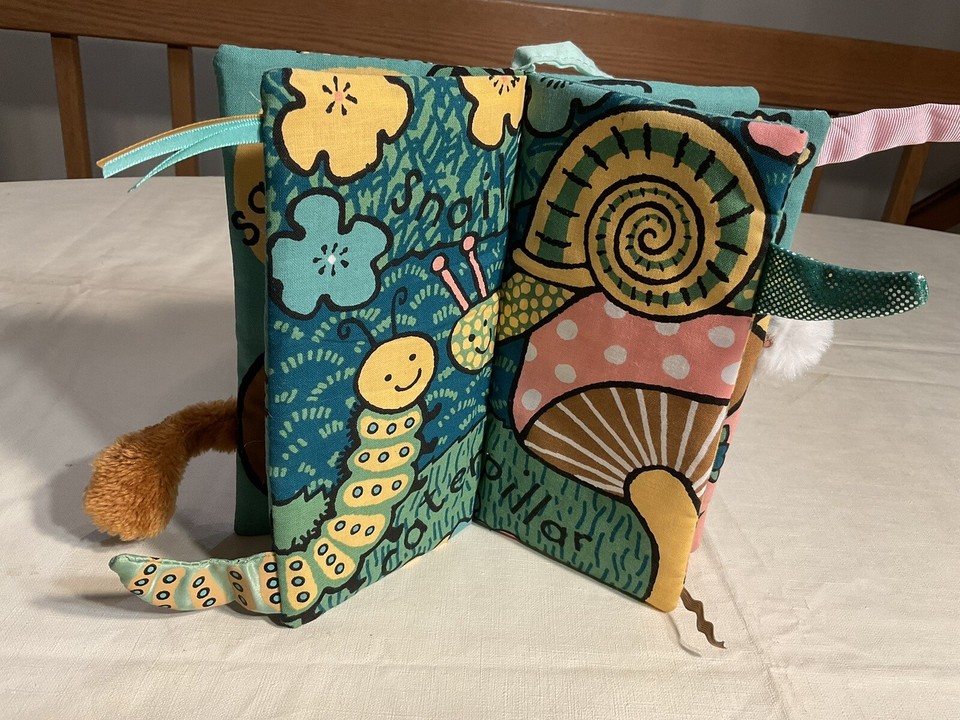 JELLYCAT GARDEN TAILS INFANT TODDLERS CLOTH TACTILE SOFT BOOK, HAND