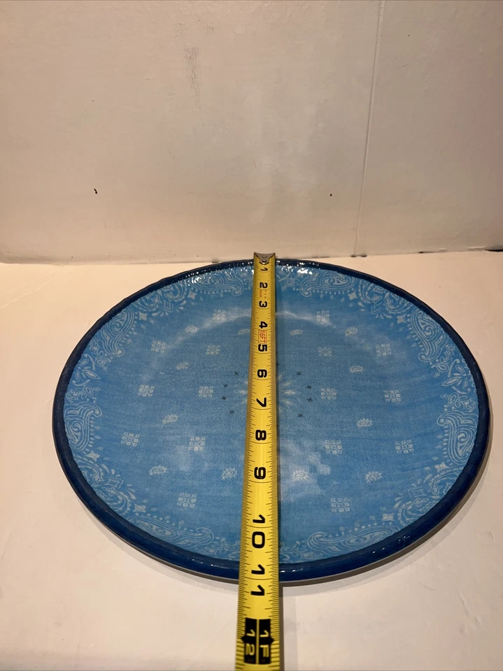 Tommy Hilfiger Melamina Cena Ensalada Servir Platos Denim Bandana Azul Paisley Foto 3 de 4