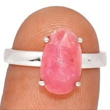 Natural Faceted Pink Opal 925 Sterling Silver Ring Jewelry s.7