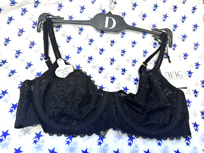 NEW Savannah Miller Nine at Debenhams 32C black non-padded boho lace balcony bra