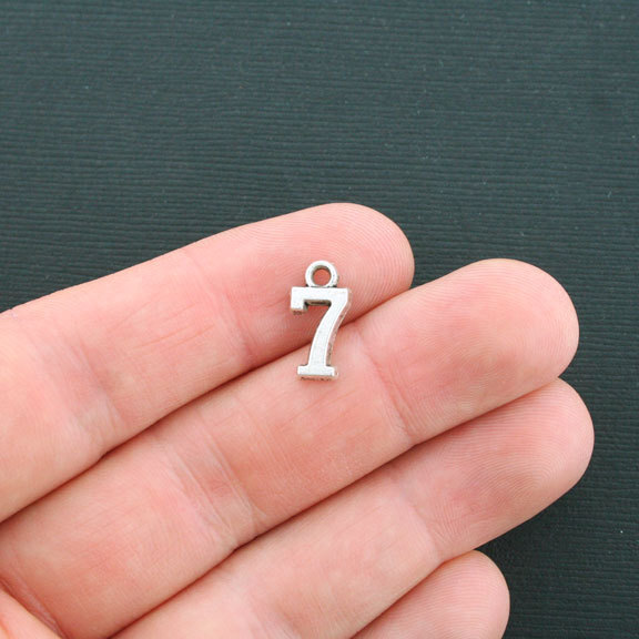 BULK 50 Number 7 Charms Antique Silver Tone Number Seven - SC4429