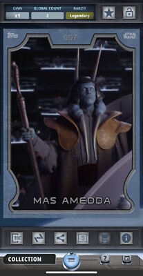 Topps Digital Star Wars Card Trader DARKSIDE Mas Amedda GILDED SILVER 2cc!!!