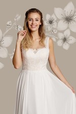 New Millie May Bridal MM125 Ivory Nude Knee Split Wedding Dress Gown Sz 16 18
