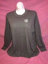 Victoria Secret PINK Oversized  Logo NEW Campus Long  sleeve Tee L XL Gray ❤️❤️