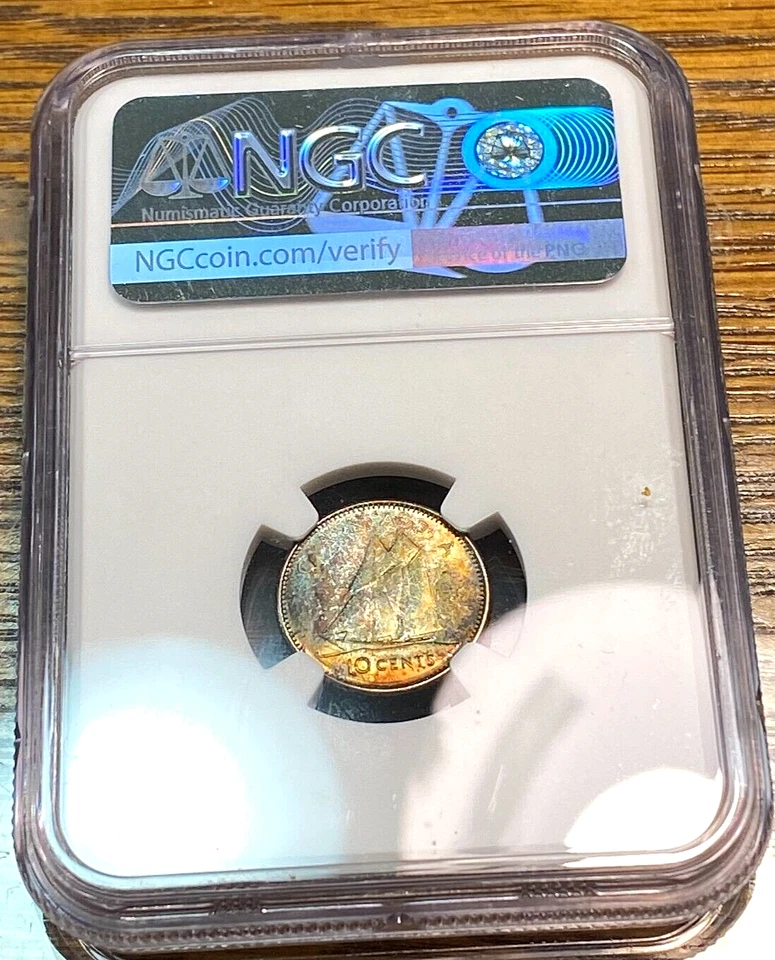 1963 Canada 10 Cents NGC MS64 Super Patina New Slab CHRC (formerly CHN) - Image 2 of 2