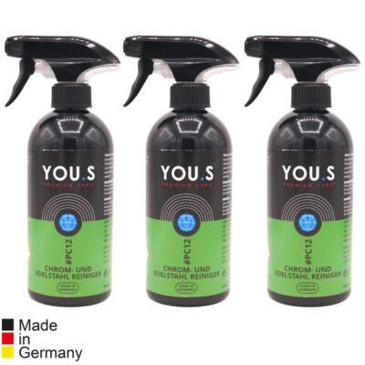YOU.S Premium Care Chrome Stainless Steel Aluminium Reiner Brake Dust Rust Remover - 3x 500ml