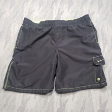 Nike Shorts Mens Large Black Swim Trunks Mesh Lined Pockets Drawstring