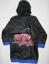 Disney Pixar Cars Lightning McQueen Speed Black Blue Rain Jacket Coat Kids Sz S