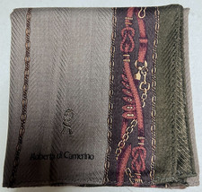 MAN HANDKERCHIEF COTTON ART POCKET SQUARE 19" CLASSIC GREEN BROWN STRIPED BELTS