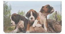 Boxer Puppies Designer Checkbook Cover, Credit Card Slots & Pen Loop