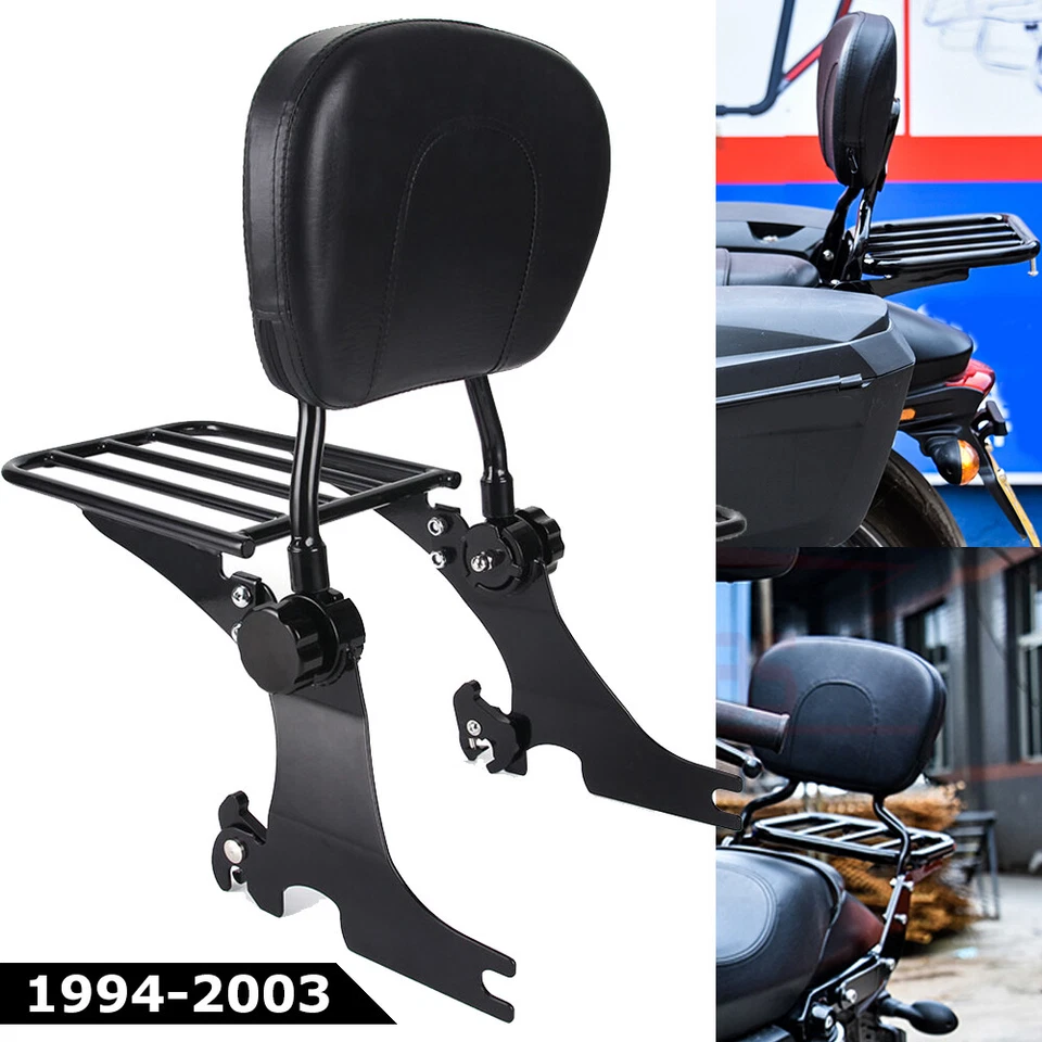 For Harley Sportster 883 XL 1200 Custom 94-03 Backrest Sissy Bar & Luggage Rack Foto 2 de 4