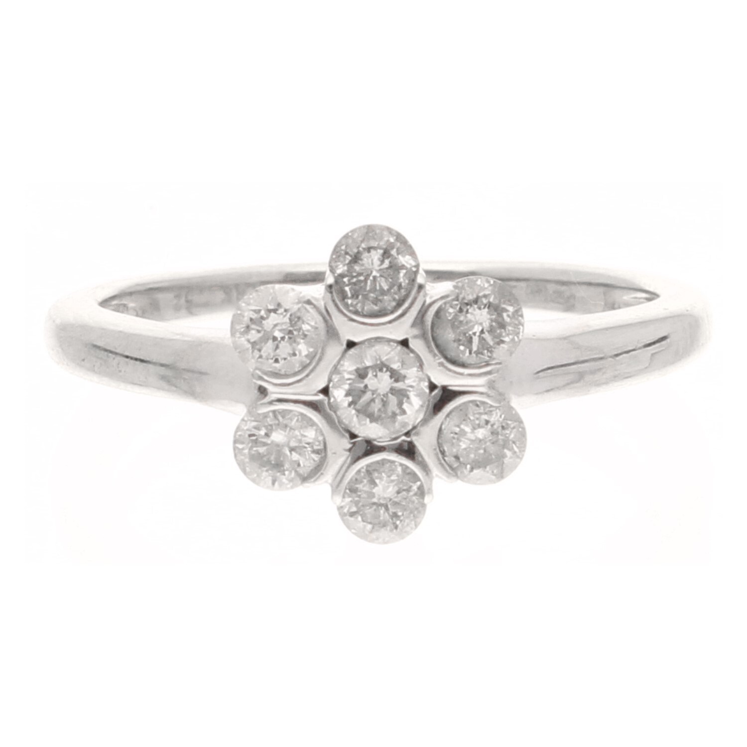18Carat White Gold 0.52ct Diamond Cluster Ring (Size L) 8x9mm Head