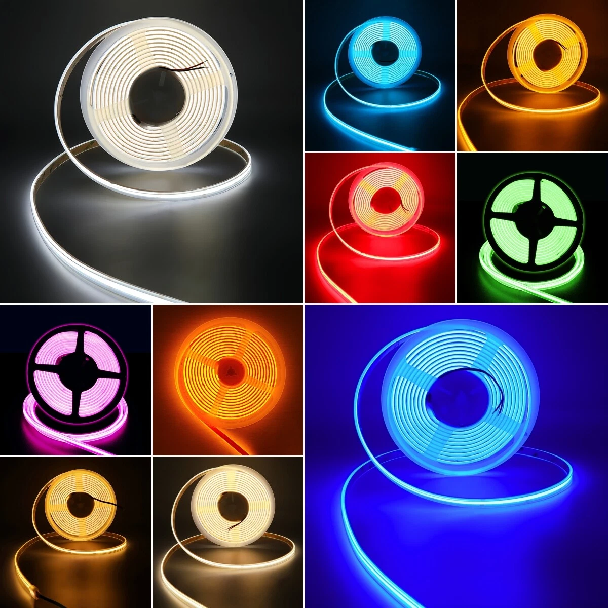 12V 16.4ft Waterproof COB LED Strip Light Outdoor Building Room Boat Car Decor