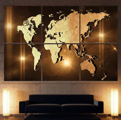 DIE WELTKARTE Leinwand BILD Kunst Abstrakt Schwarz Braun Modern Wohn Deko XXL - Bild 1 von 2