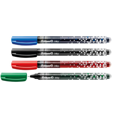 4 x Pelikan Tintenschreiber Inky 273, 0,5 mm schwarz grün rot blau