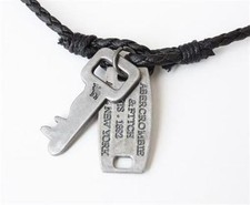 NEW Leather Hemp Key Tag Metal Pendant Surfer Necklace Choker Men's Jewelry