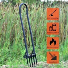 Deep Plowing Pitchfork Gardening Digging Fork Steel 46" Long Handled Weeder Farm