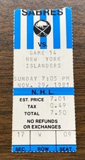 RARE 1981 Buffalo Sabres Ticket LINDY RUFF HAT TRICK vs Islanders AUCTION#2