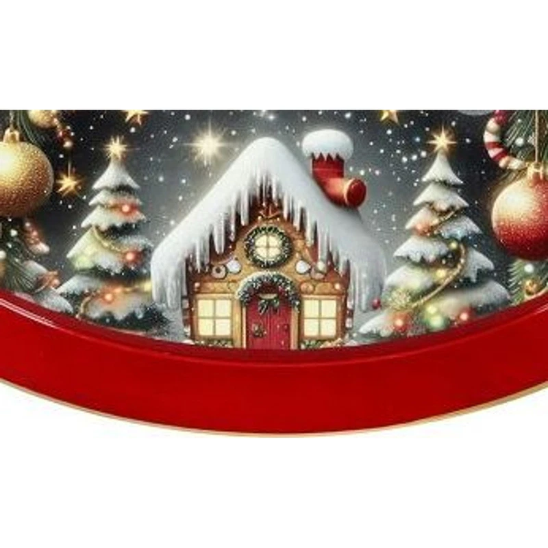 Vassoio Ovale 50x30 cm BRANDANI Christmas Rosso Natale Manici a Fiocco, fotografia 8 di 9