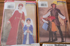 5 History Renaissance Costume Sewing Patterns Uncut FF Butterick