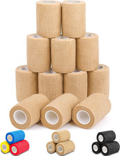 12 Pack Self Adhesive Bandage Wrap, 3" X 5 Yards Elastic Cohesive Bandage Wrap,