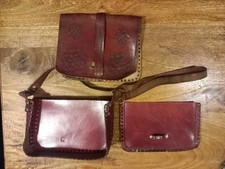 Vintage Retro Burnt Leather Handbag For Repair Needs Re-lacing Used