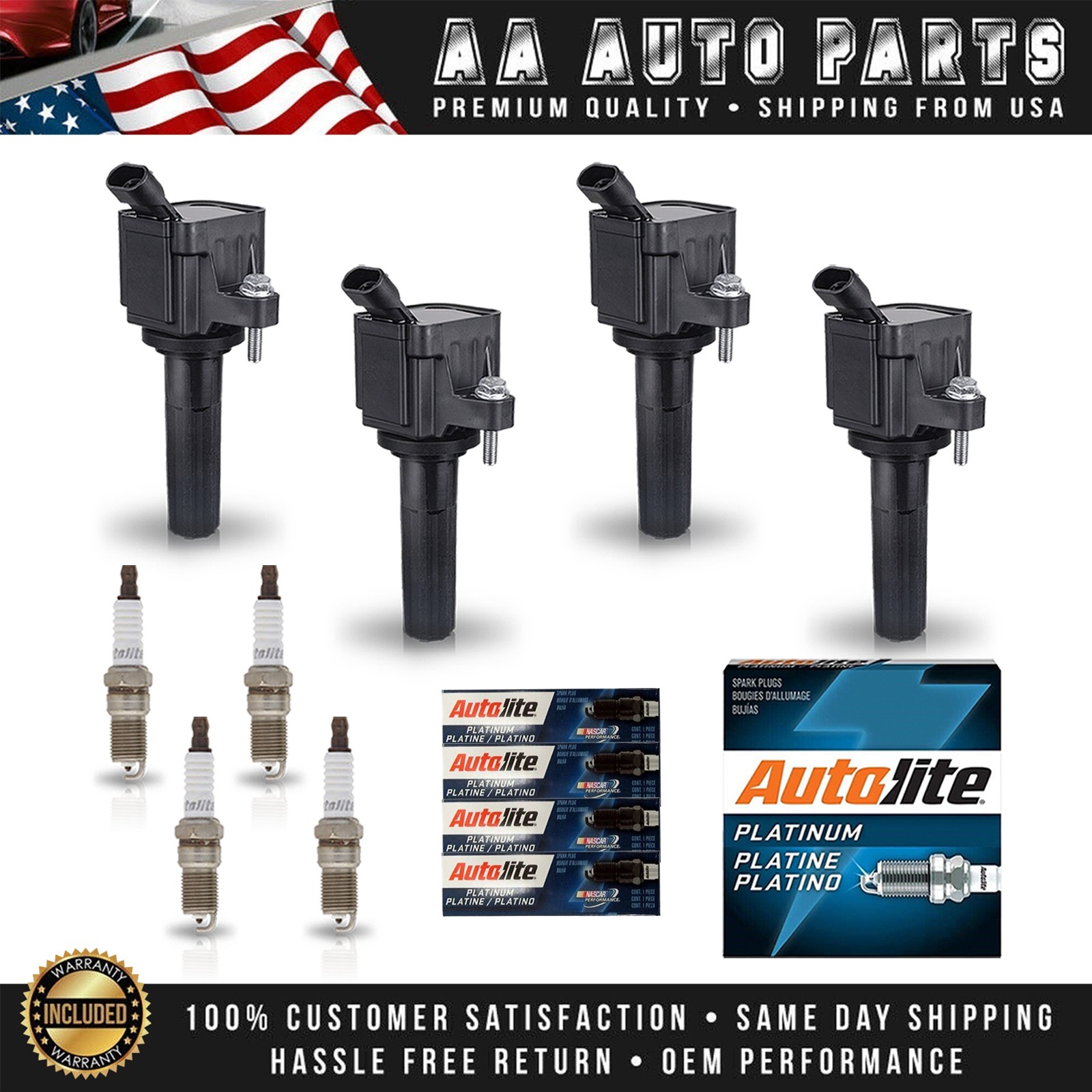 4 Ignition Coil  4 Autolite Platinum Spark Plug for 07-12 Chevy Colorado 2.9L